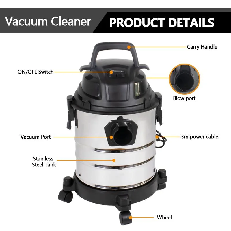 Purolf 20liter 900 Watts Strong Suction Wet and Dry Shampoo Sofa Car Wash Vacuum Cleaners with Spare Parts